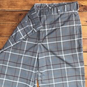 Nike Golf Shorts Men's Size 36x12 Grey Plaid Perormance Chino Moisture‎ Wicking